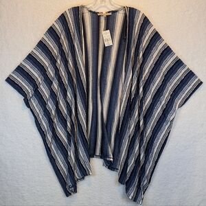 My Danielle Denim Blue & White Striped Cardigan Shawl Cover Top